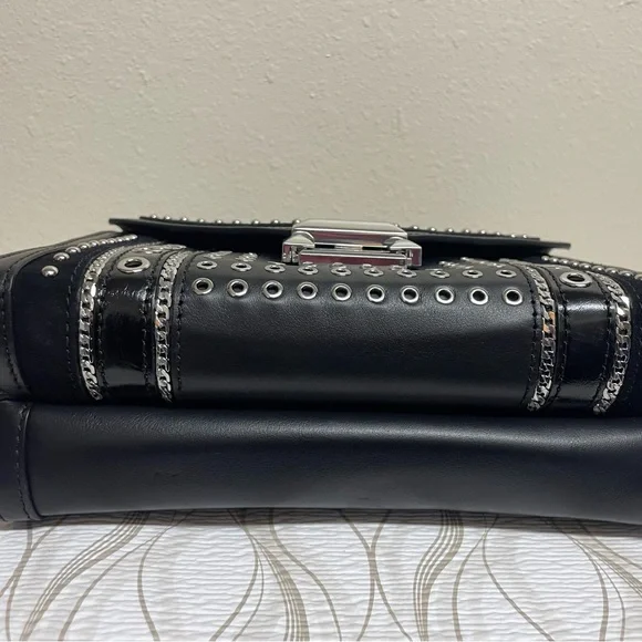 Michael Kors Black and Silver Studded and Grommeted Handbag - Picture 11 of 12